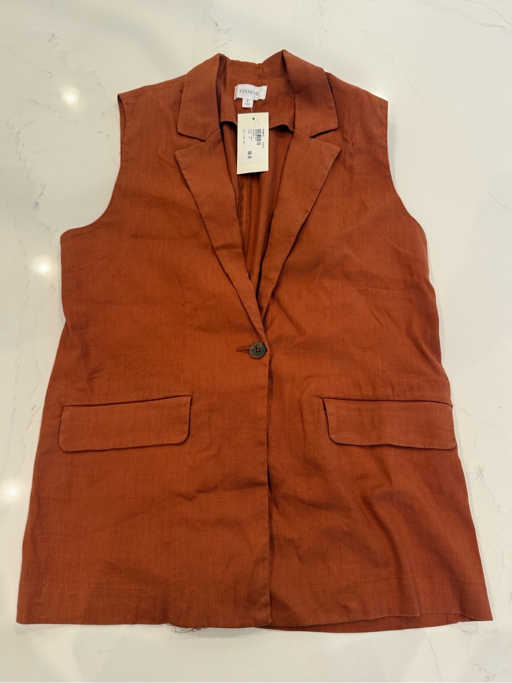 Evereve Rust-Colored Sleeveless Blazer Vest